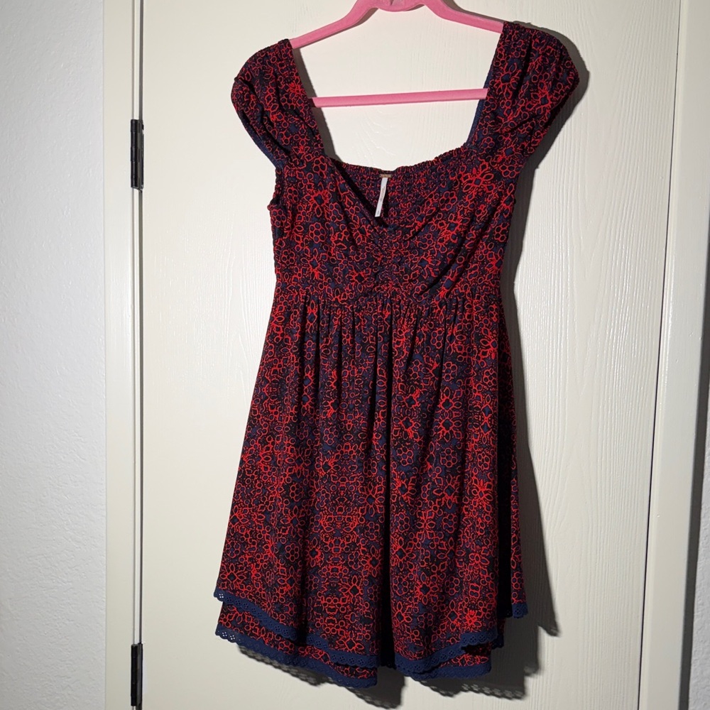 Free People Red and Black Mini Dress